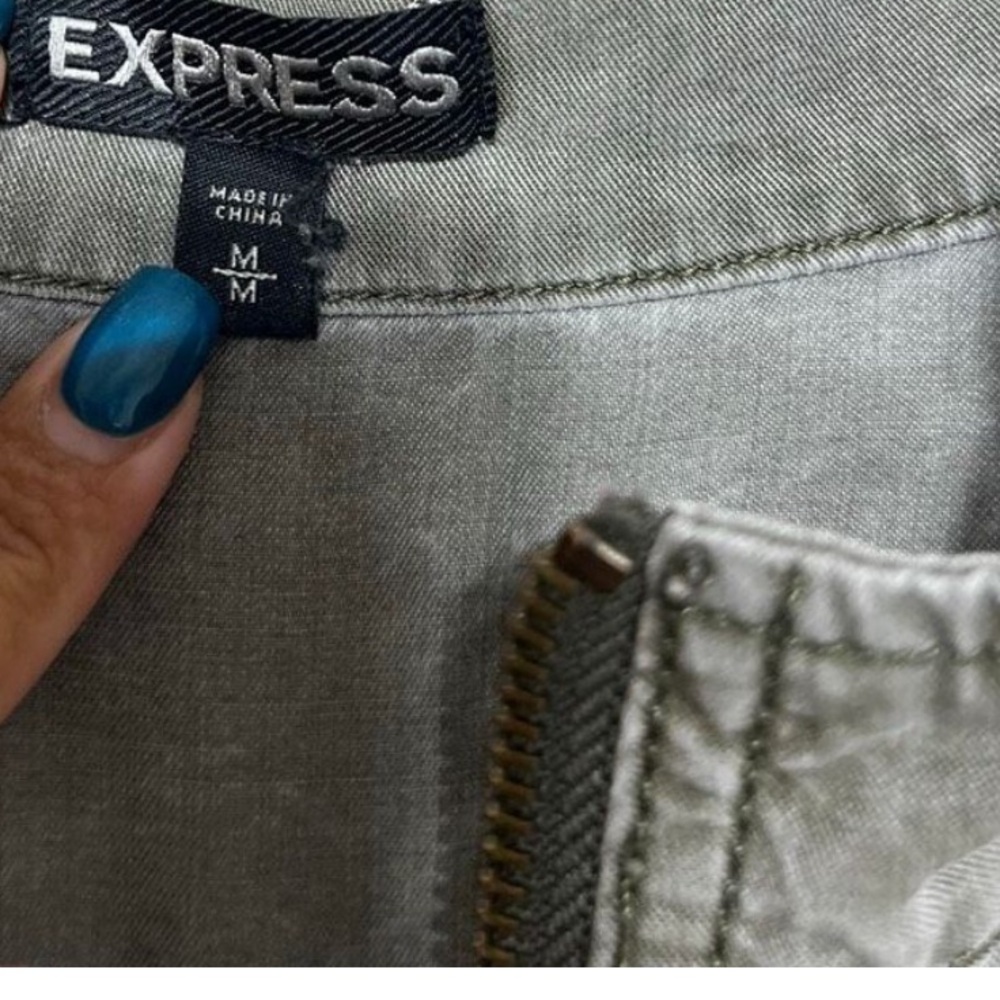 Express Olive Utility Cargo Jacket - image 2